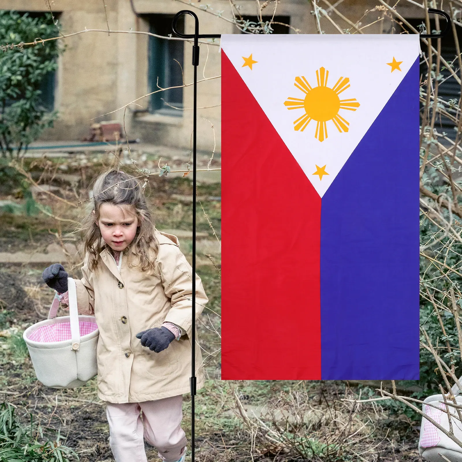 Philippines Flag for Yard Garden Courtyard Outdoor Display Polyester National Flag Festive Decor Sports Event Holiday Decoration