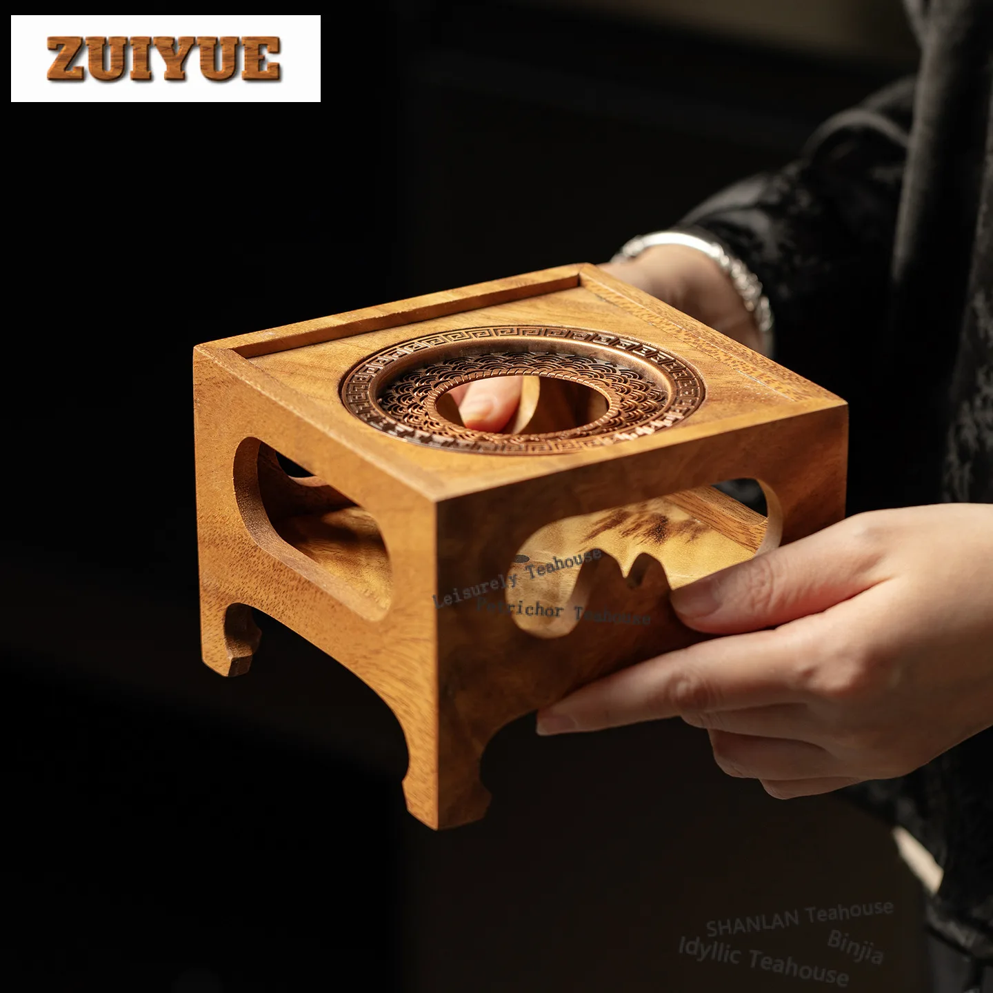 

Walnut Solid Wood Tea Warmer Holder Flat Heater Candle Heater Stove Household Kettle Stand Baked Milk Jar Carbon Furnace Cha