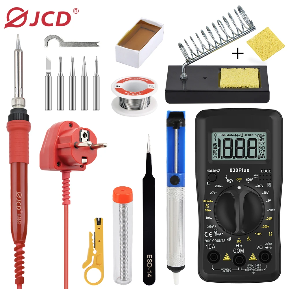 

JCD Soldering Iron 908 With Big Turn Button Adjustable Temperatures 60W Welding Equipment Soldering Iron Kit For Soldering 220V