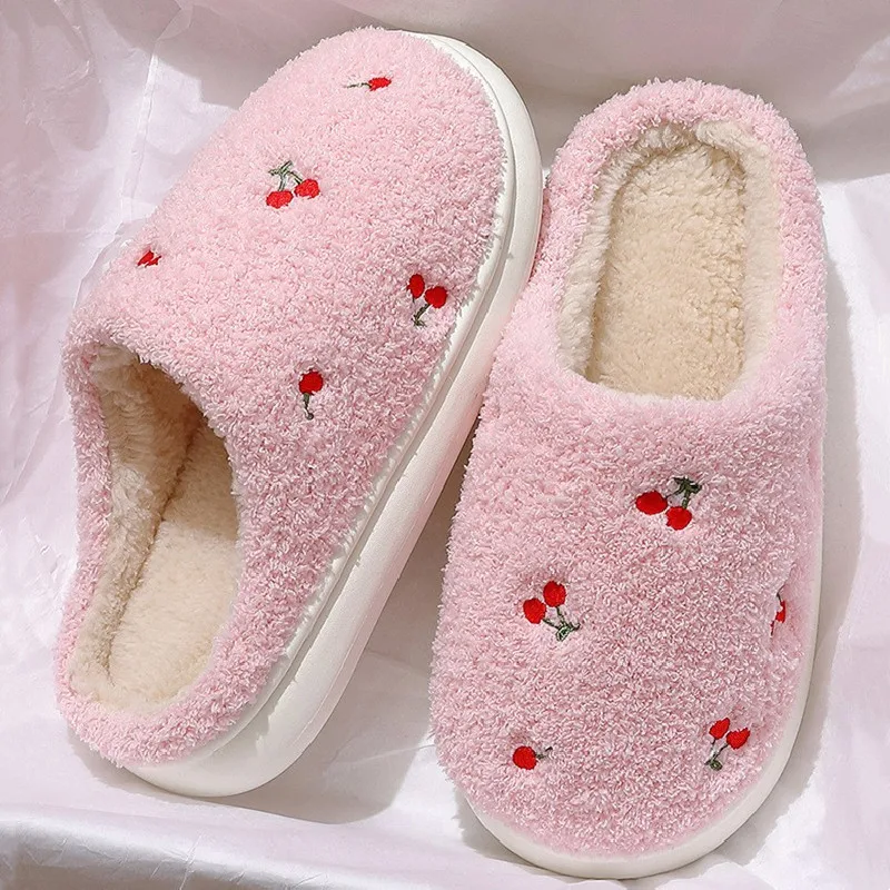

New Women's Slippers Autumn Winter Slippers Thick Sole Girls Cotton Shoes Home Non-Slip Soft Cute Indoor Warm Plush Slides