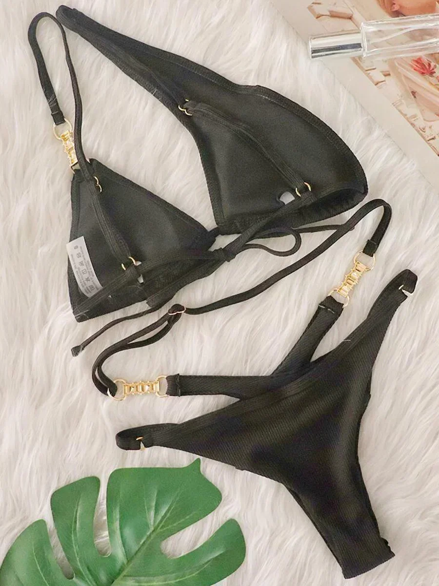 High Cut Diamond Bikinis One Shoulder Bikini 2025 Female Swimsuit Women Swimwear Two-pieces Bikini Set Ribbed Bathing Suit Swim