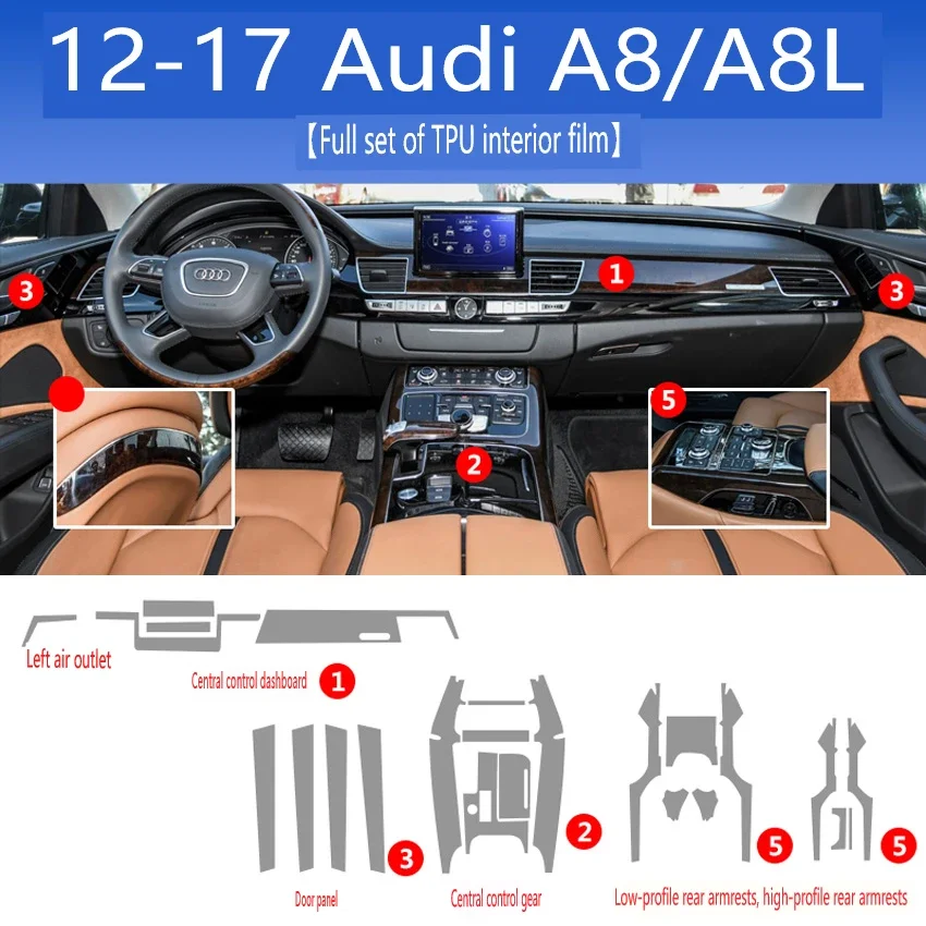 For Audi A8 A8 2012-2017 Tpu Transparent Film Car Interior Sticker Center Control Navigator Screen Door Car Accessories