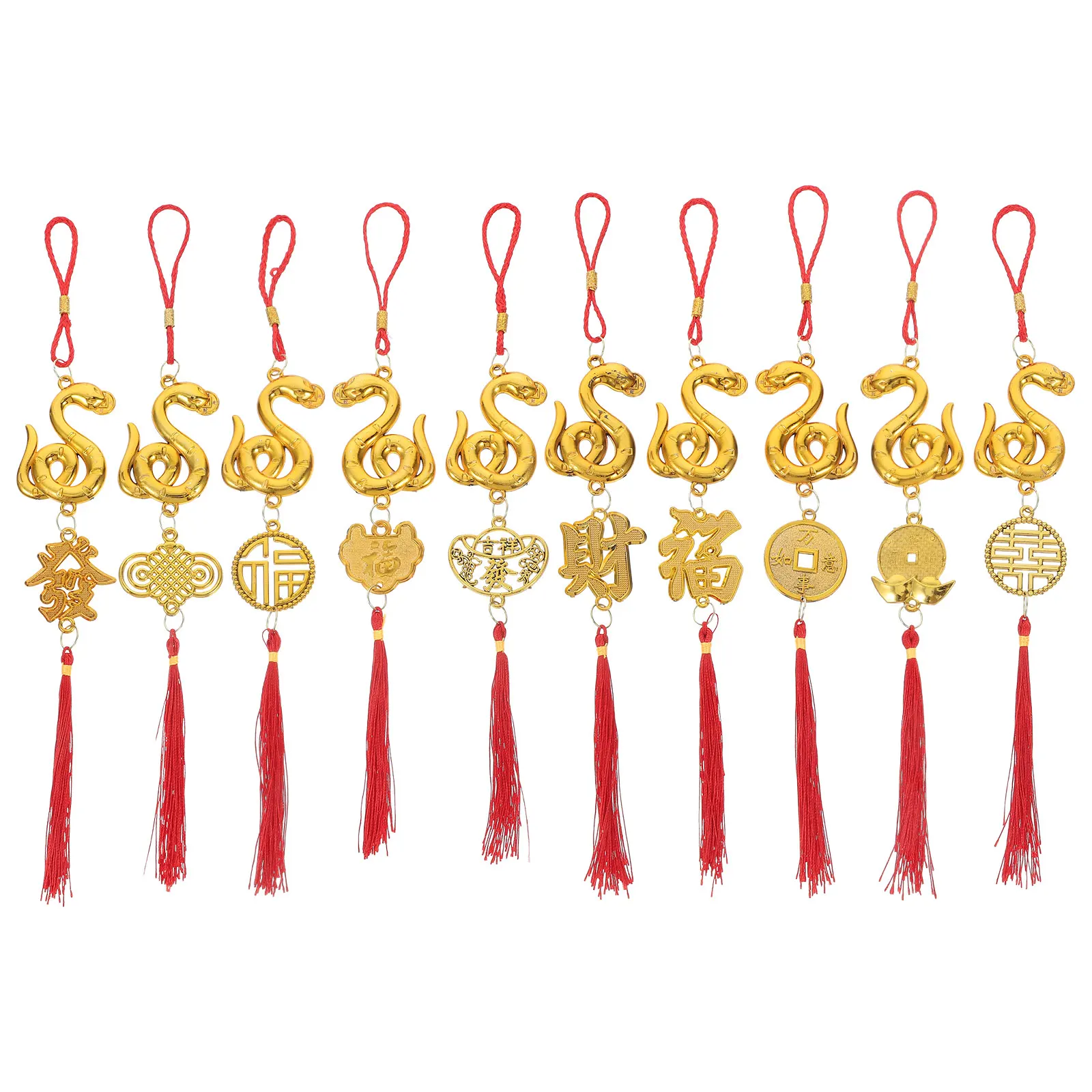 

10 Pcs Small Pendant Bonsai Plastic Lucky Coins Charms Chinese Zodiac naments Home Decor Year of the Snake Gifts 2025 Car