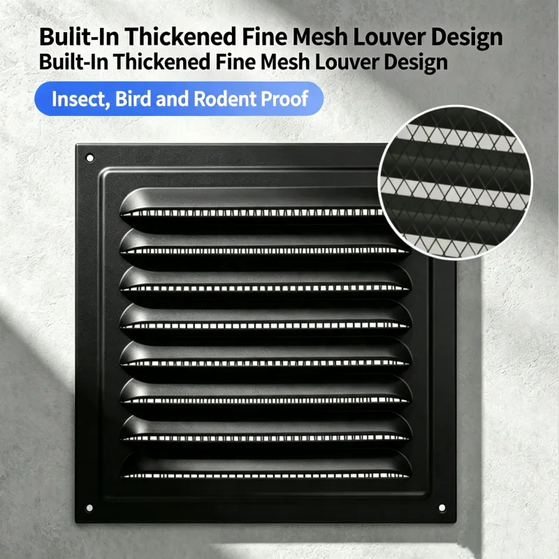 Air Vent Grille Ventilation Cover Metal Wall Ducting Cover Ventilation Louvre Square Vent Insect Screen Grille Home Hardware