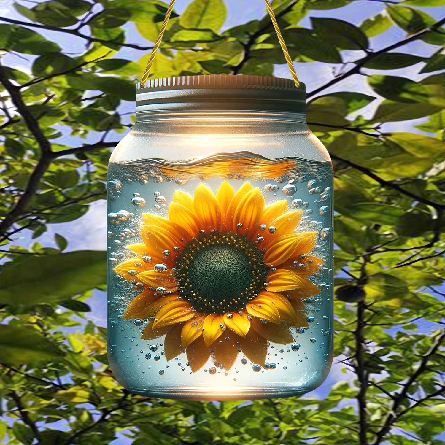 Sunflower water mason jars,acrylic hanging,farmhouse style indoor and outdoor window sill decoration,artistic gifts for friends