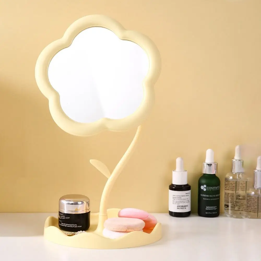 Cute Sunflower Shaped Dressing Mirror Classic High-definition Desktop Makeup Mirror Single Side 360 Degree Rotation Table Mirror
