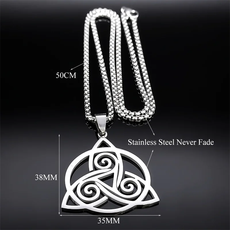 Viking Trinity Celtic Knot Pendant Necklace for Men Women Stainless Steel Witch Triskele Triskelion Necklaces Jewelry collar