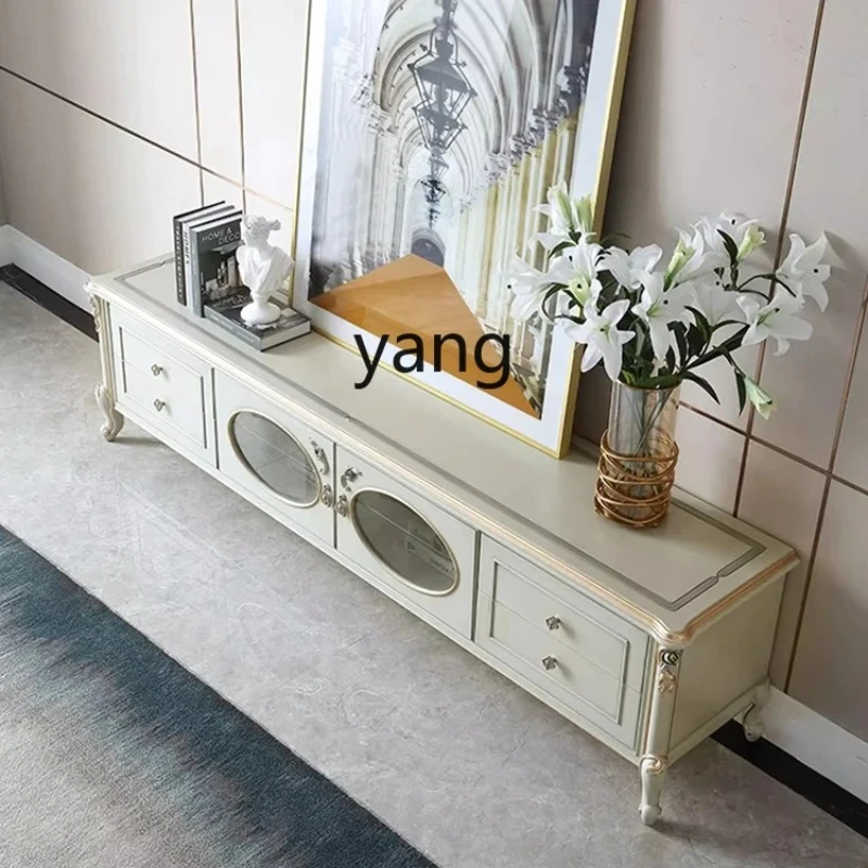 

CX Light Luxury Solid Wood TV Cabinet Living Room Art Carved Storage