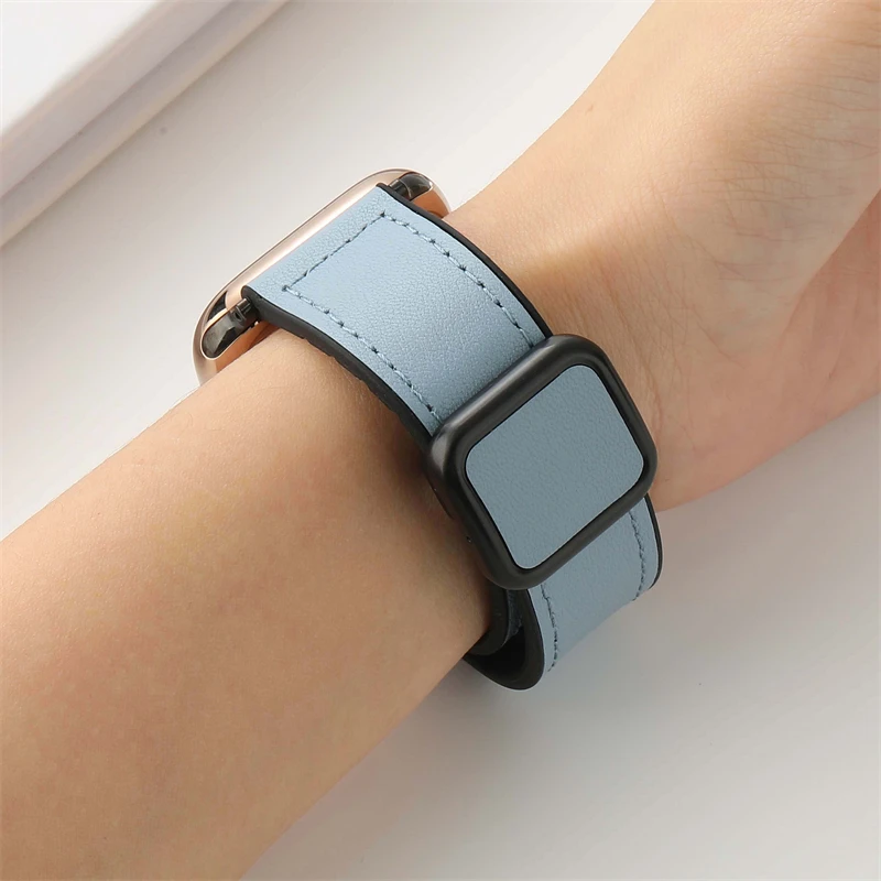 Leather strap For Apple watch Ultra band 49mm 45mm 41mm 40mm 44mm 42mm Folding Magnet bracelet iWatch series 9 8 SE 7 6 5 4 38mm