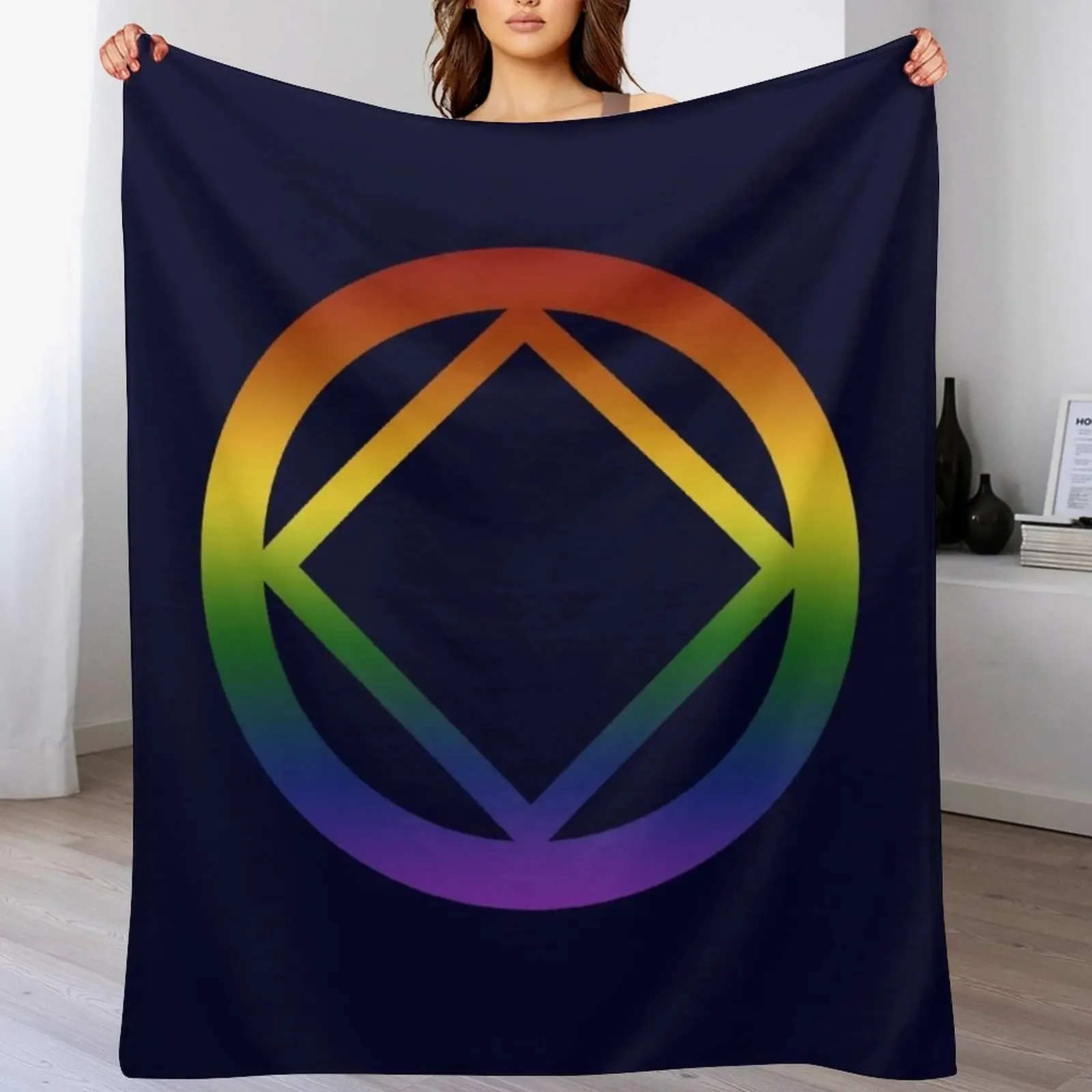 Narcotics Anonymous Rainbow Pride Symbol Throw Blanket Custom Plaid on the sofa Thermal Polar Blankets