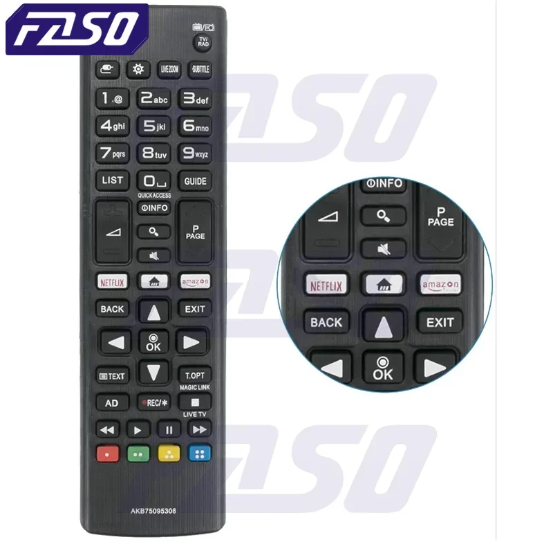 CONTROLE REMOTO ABS DE ALTA QUALIDADE FASO AKB75095308 PARA LG SMART TV 433MHZ