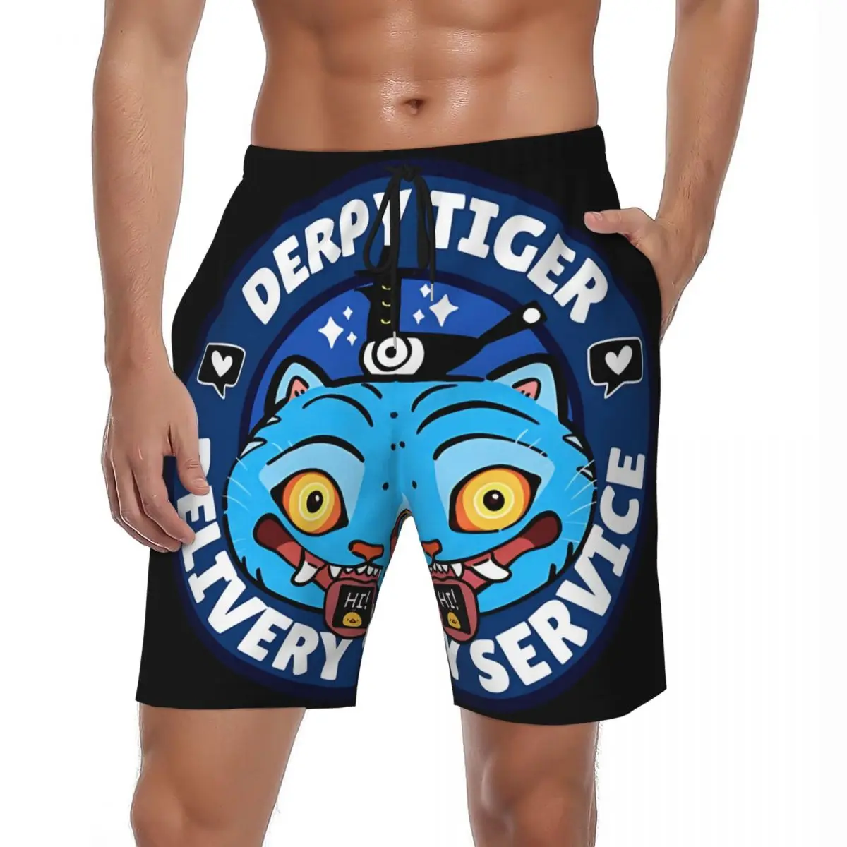 

Охотничий дерпи с другом и шляпой, милые блестящие шорты, летние гавайские шорты, мужские плавки для бега, серфинга