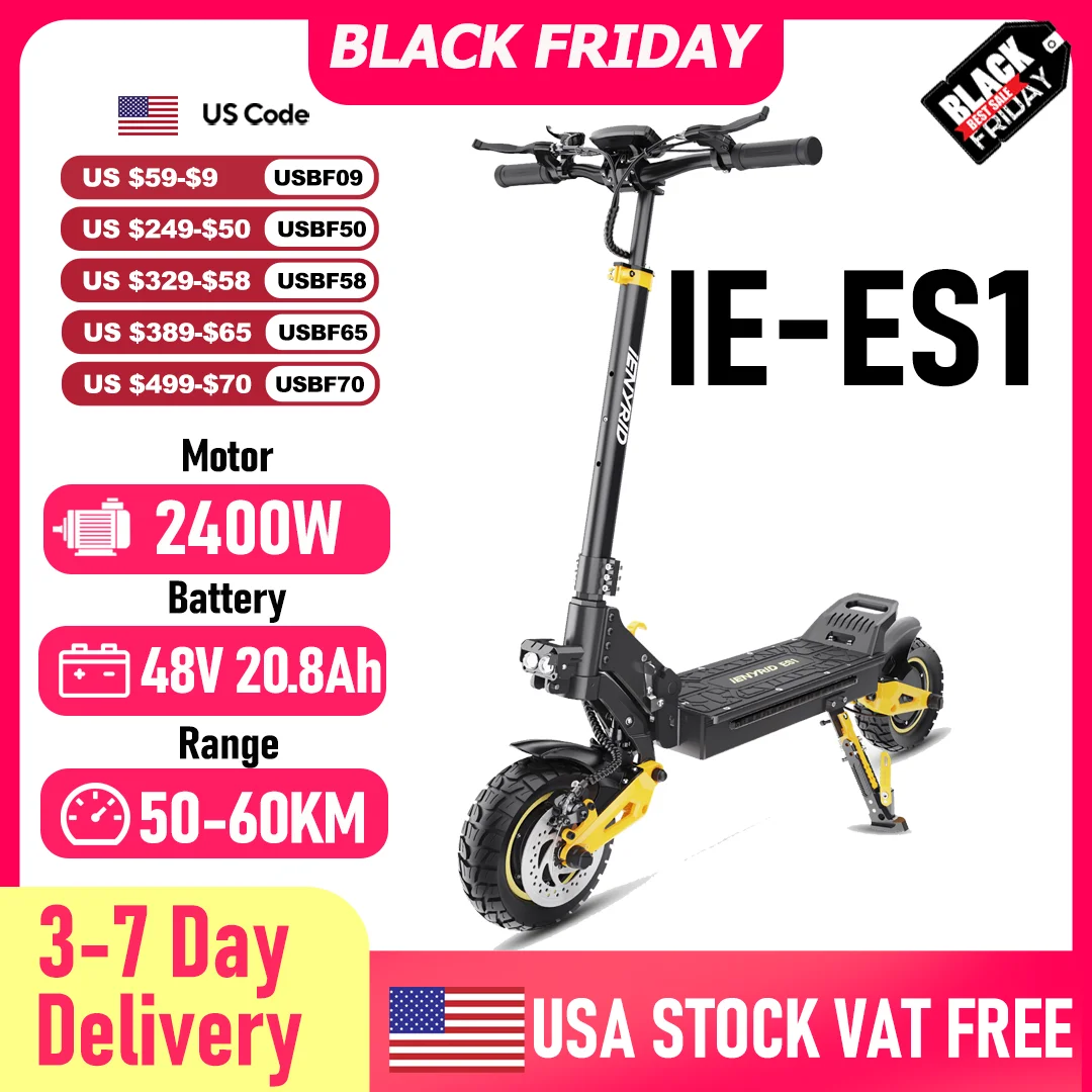 

Electric Scooter IENYRID IE-ES1 Foldable 2400W Dual Motor 48V20.8Ah Lithium Battery E-Scooter Scooters 10-inch Tires E-Scooter