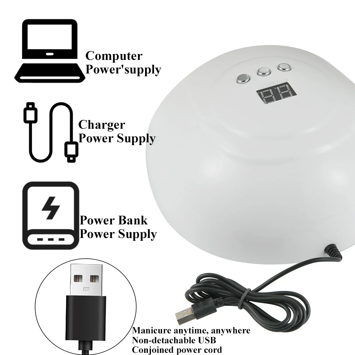 NEW Nail Dryer Machine Portable USB Cable 24LEDS UV Led Nail Lamp For Drying Curing Nail Varnishes