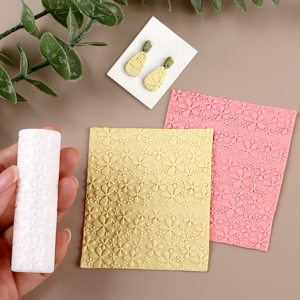 

Текстурный валик для полимерной глины с цветочным узором | Инструмент для изготовления ювелирных изделий из глины, ручной роликовый пресс для глины, для создания изделий из керамики