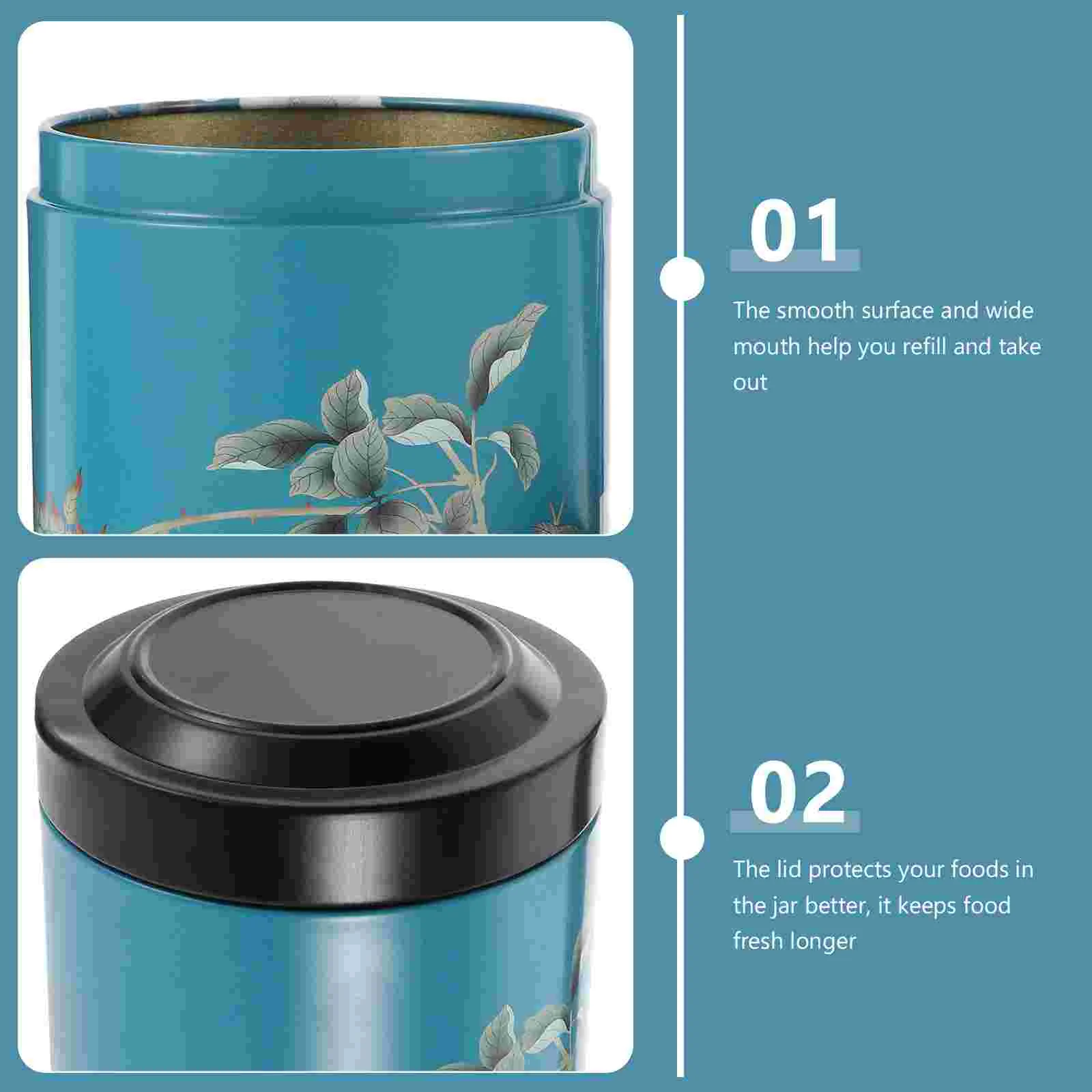 Home Storage Holder Tea Tin Canisters Metal Jar Chinese Tinplate Coffee Sugar Storage Jars Airtight Loose Tea Container Tea Bag