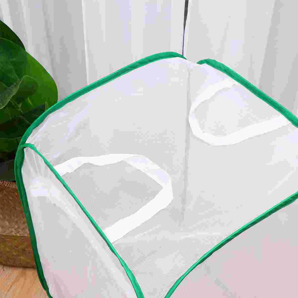 Foldable Cage Simple Dragonfly Cage Handle Straps Net Bag Zipper Cage Outdoor Nature Exploration Toys White (30x30x30cm)