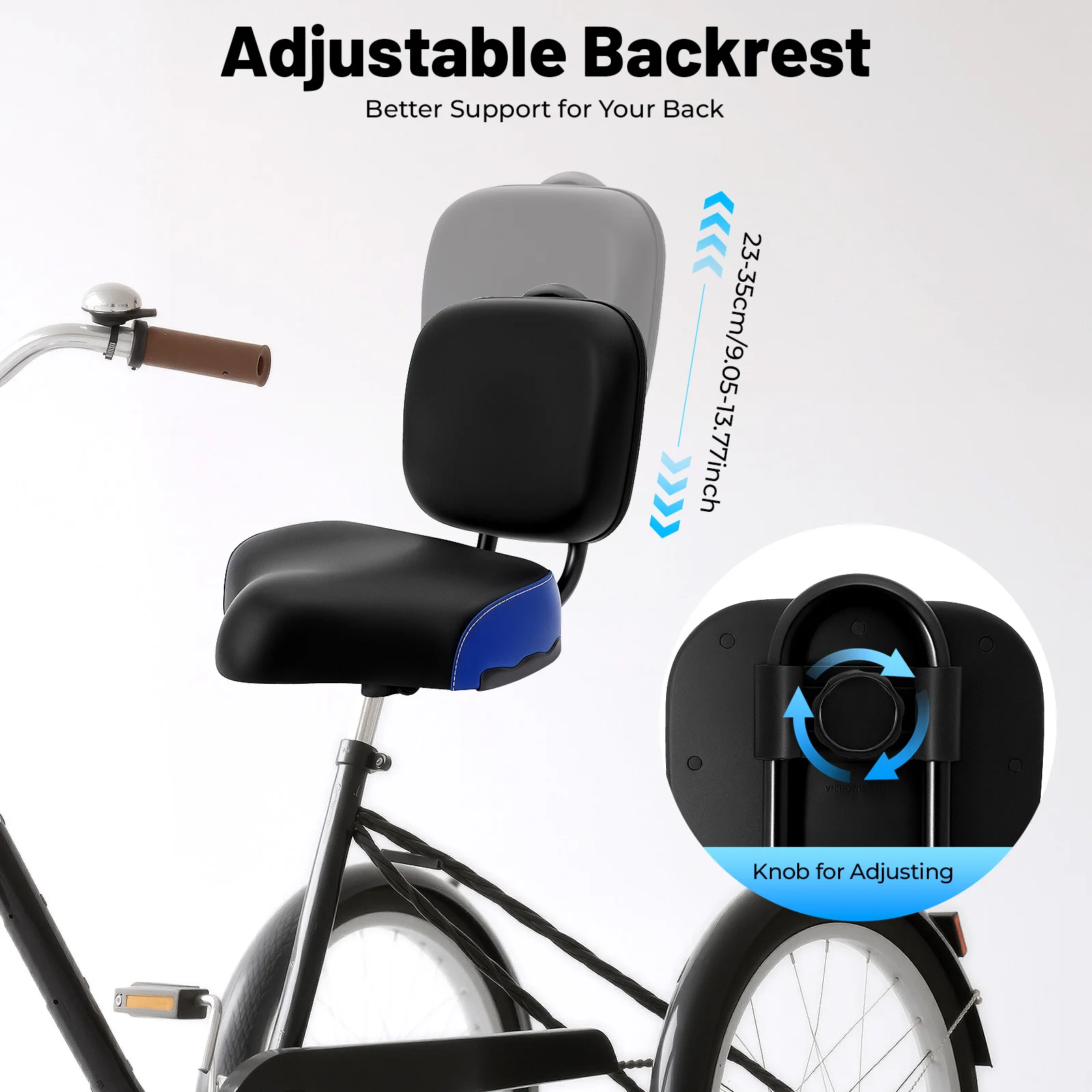 

Comfortable Tricycle Seat Cushion | Adjustable Backrest (23-35cm), PU & Foam Material