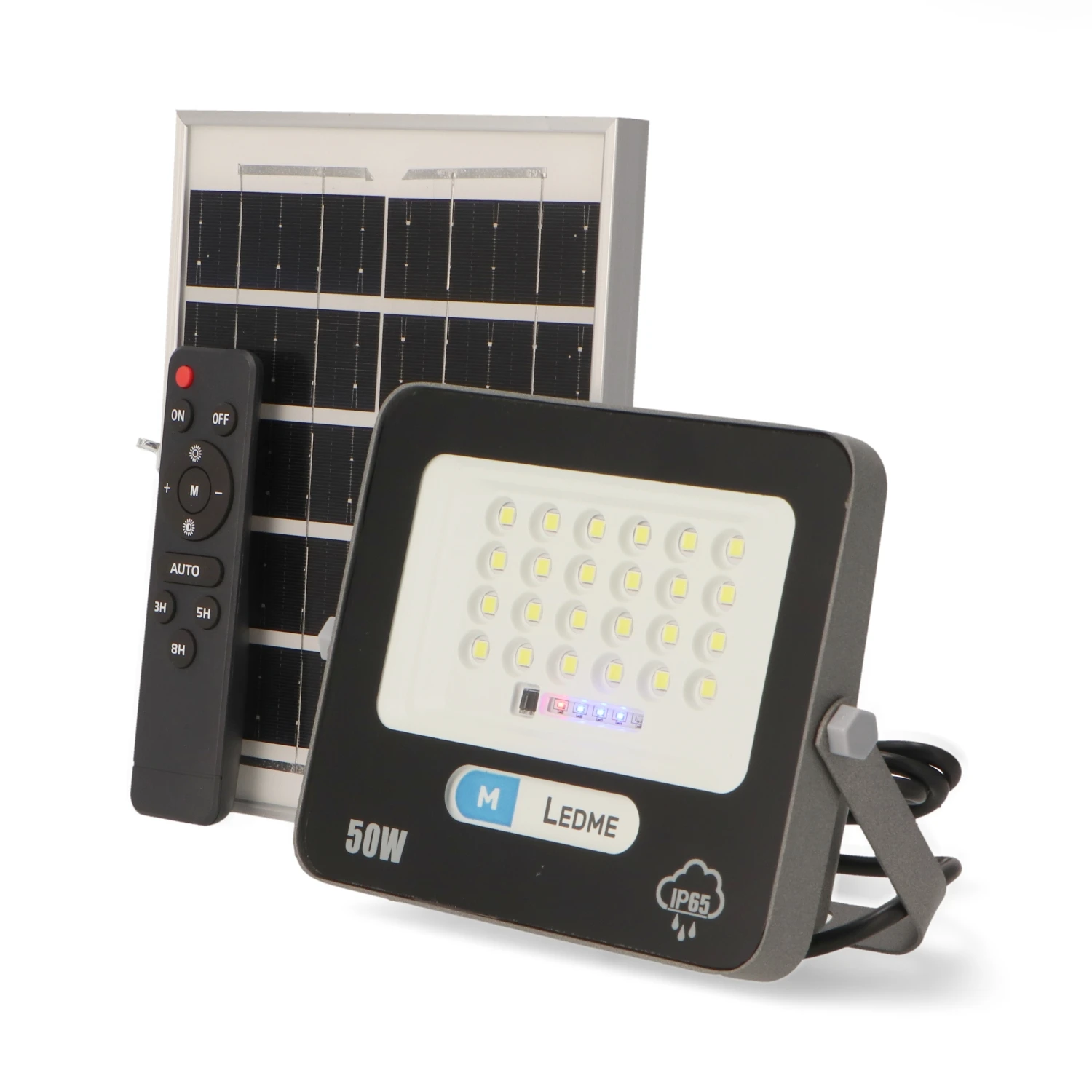 LEDSTOREPLUS Foco Proyector LED Solar ECO Profesional 50W IP66 con Sensor Crepuscular y Control Remoto