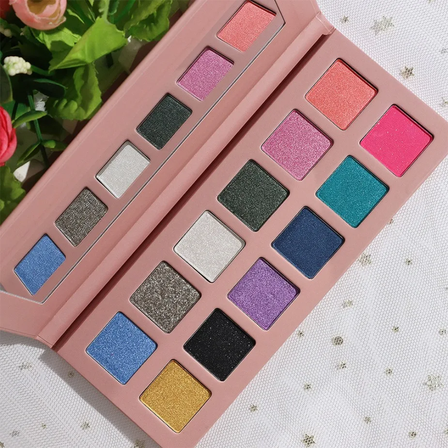 Paleta de sombras veganas de marca própria, 12 cores, glitter fosco, pó perolado, pigmentos de olhos nus, conjunto de paleta de maquiagem, cosméticos