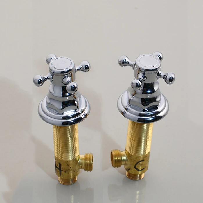 KEMAIDI Antique Brass Basin Tap Handle Durable Unique Design Hot & Cold Control Valve Mixer Handle Shower Faucet Switch