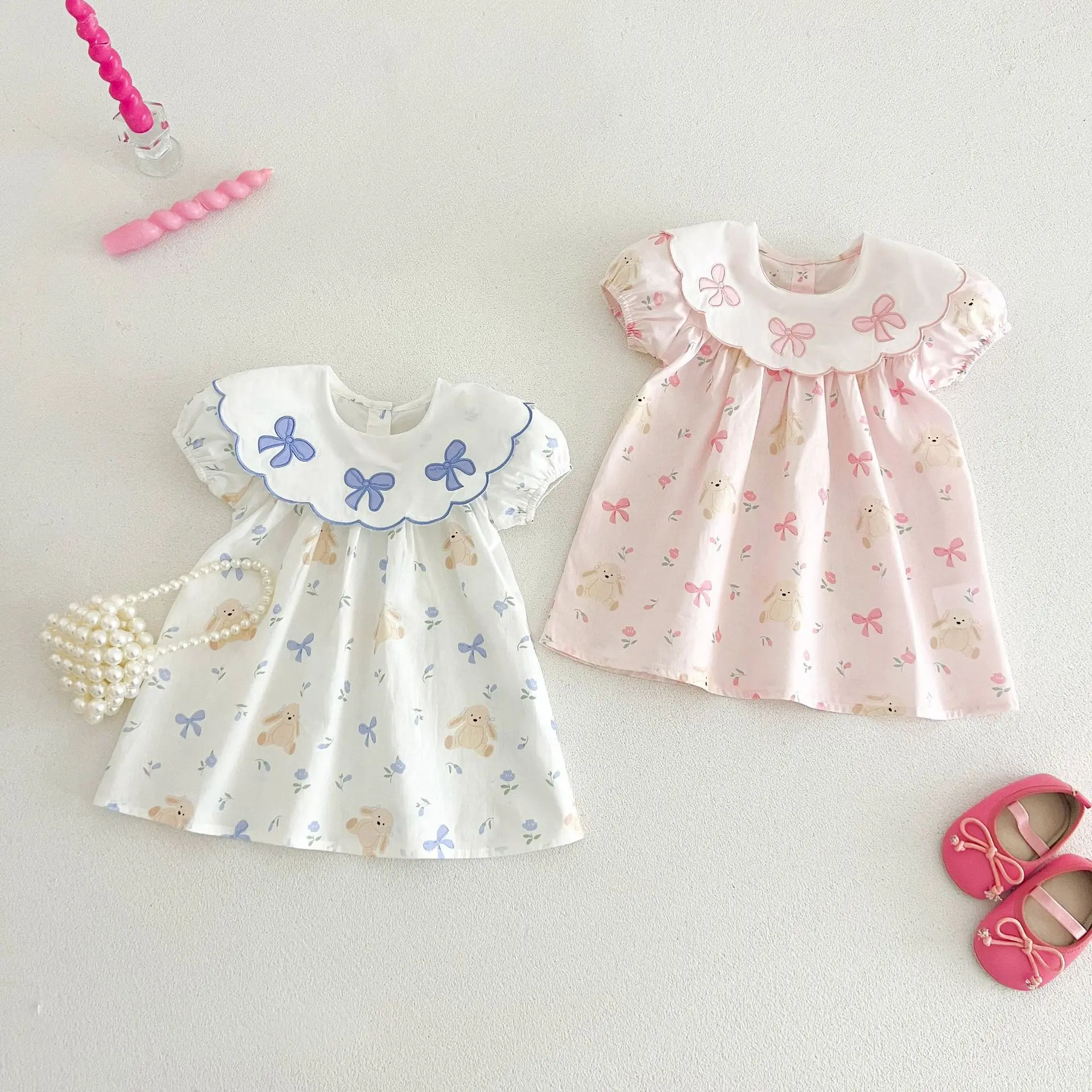 Summer New Cute Bow Baby Girl Dress Sweet And Beautiful Children'S Clothing (9 Months -3 Years Old)