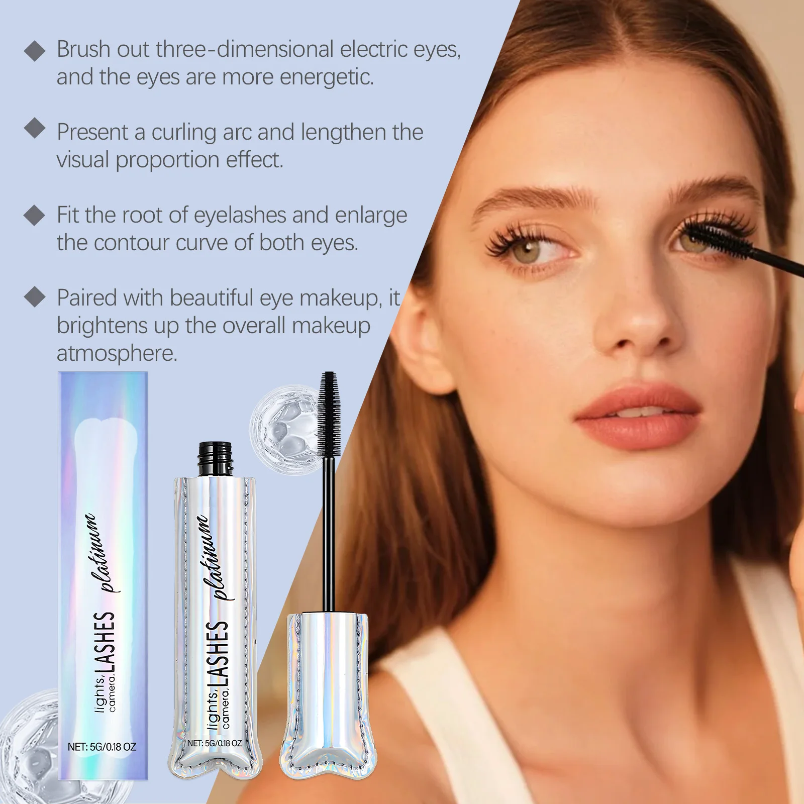 Waterproof Black Mascara 3D Volume Lengthening Curling Thick Eyelash Smudge-proof Daily Lash Enhancing Makeup Mascara