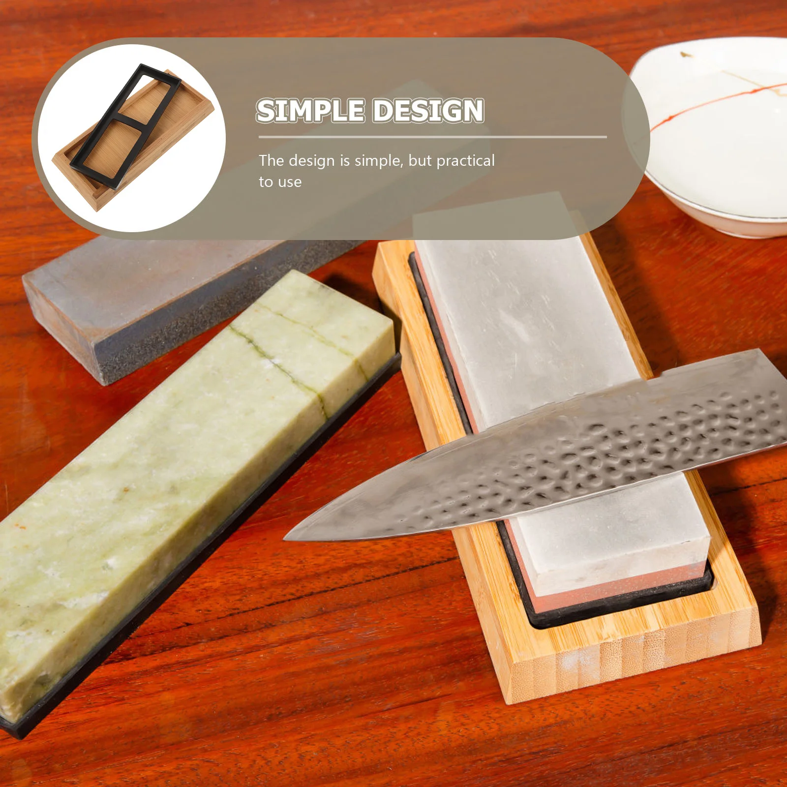 1 Set Whetstone Base Bamboo Rubber Material Non-Slip Sharpening Stone Holder For Kitchen Home Grinding Tool Stand Storage Rack