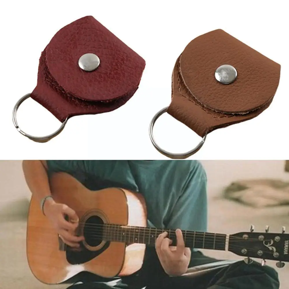 1Pcs High Quality Guitar Pick Holder Genuine Leather Guitar Accessories Bag Shape Keychain Plectrum Cases Guitarra X2S6