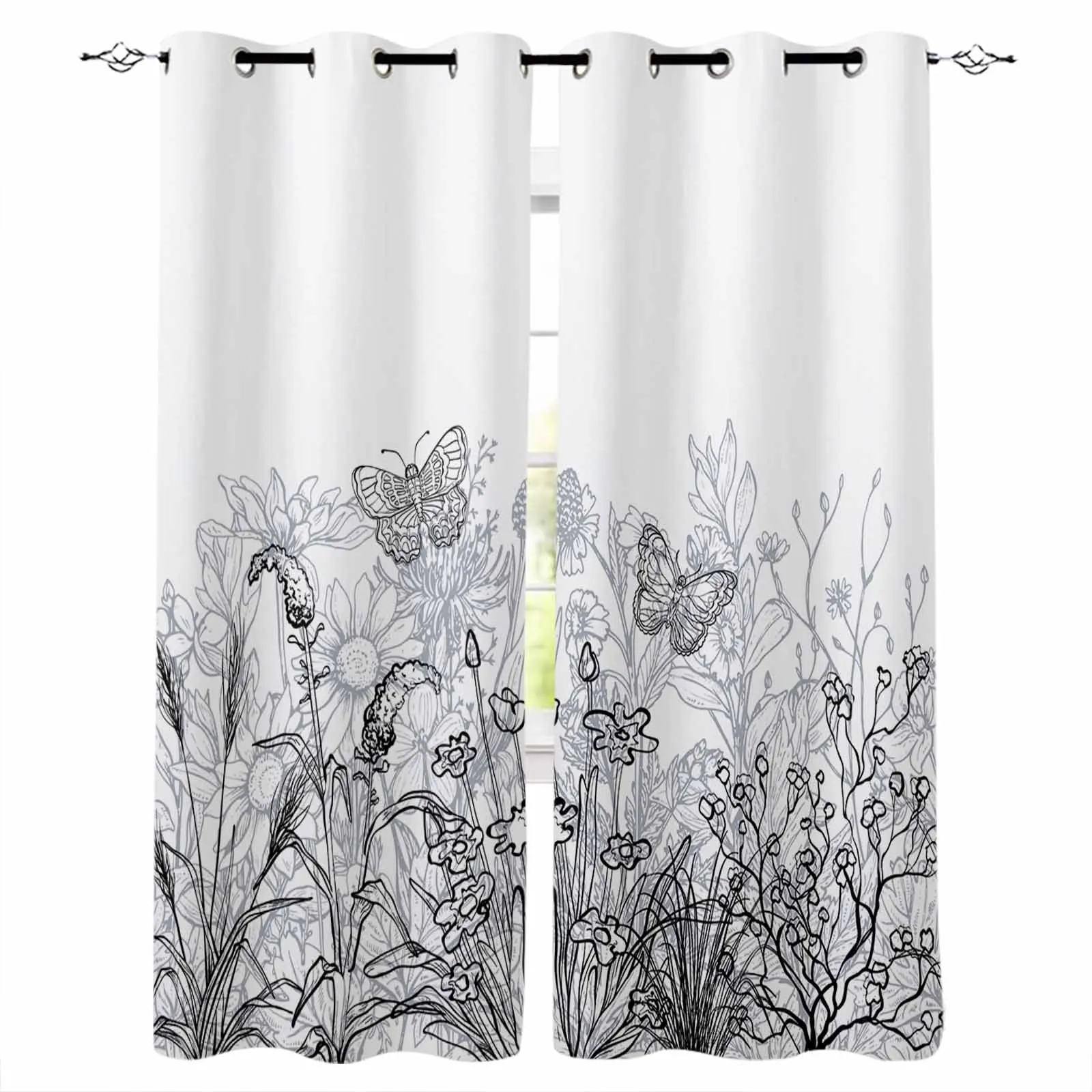 Minimalist Floral Thread Draft Curtains For Kitchen Bedroom Window Treatment Curtains For Living Room Home Decor