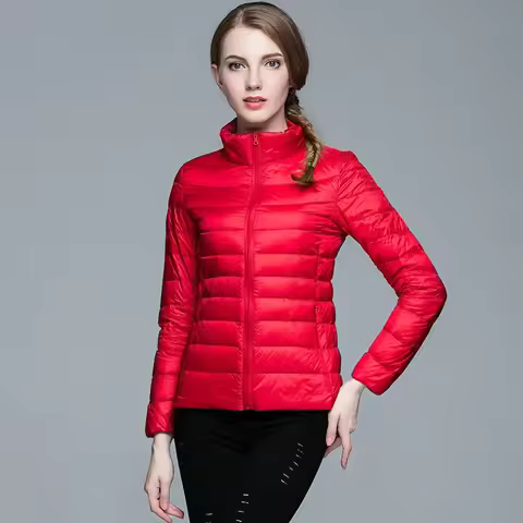 Winter Women's Light Down Hooded Jacket,Red Blue Khaki Green Available,European Size S-XXL,Women Coats