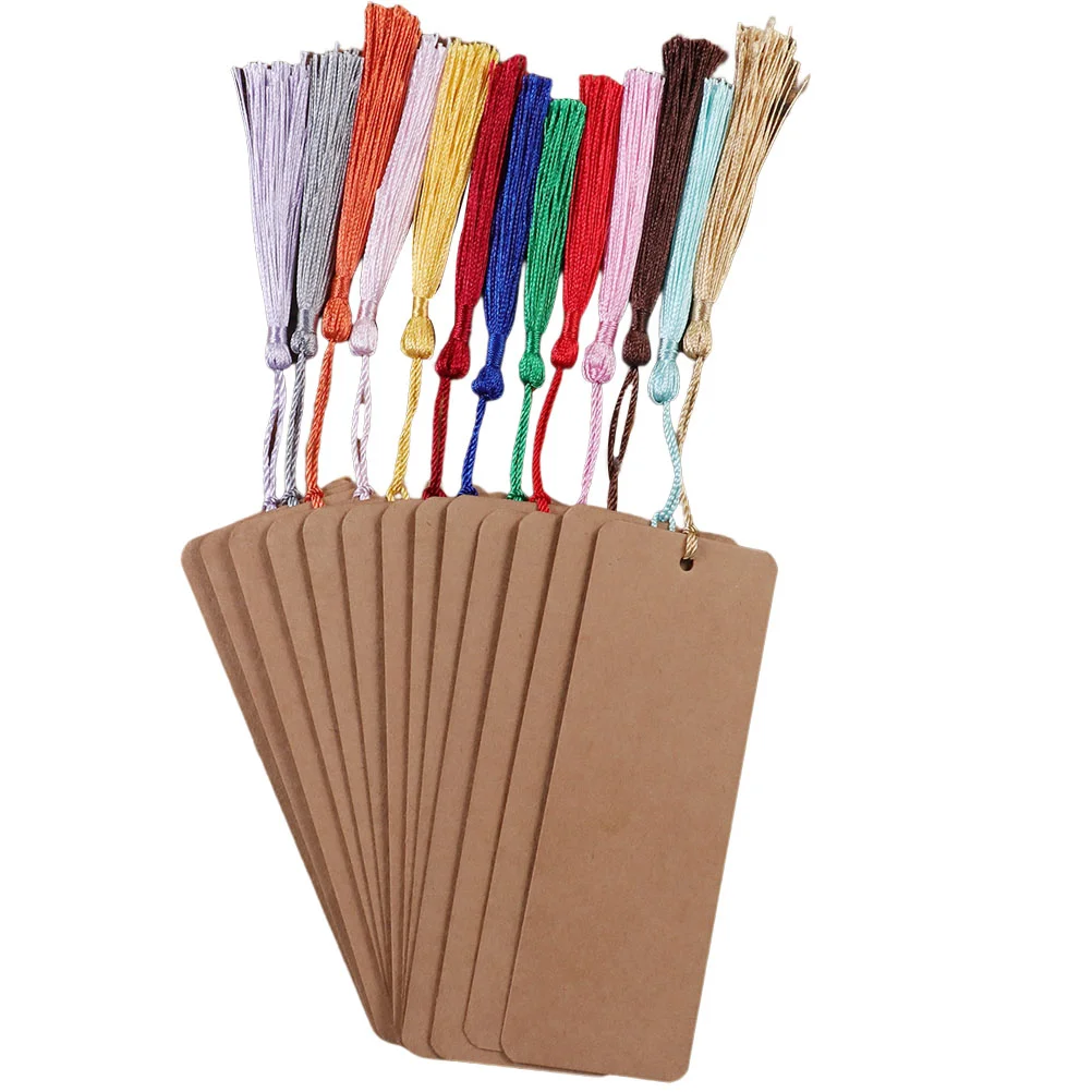 30 Pcs Bookmarks Paper Blank Unpainted Unfinished Gift for DIY Tag Brown Graffiti