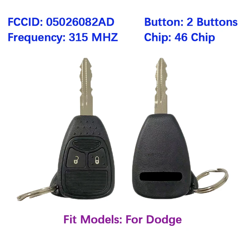 

CN087063 Оригинальный 2-кнопочный смарт-ключ с дистанционным управлением PN 05026082AD FCC IYZ-C01C 46 чип 315 МГц без ключа для Dodge Challenger 2008-2010