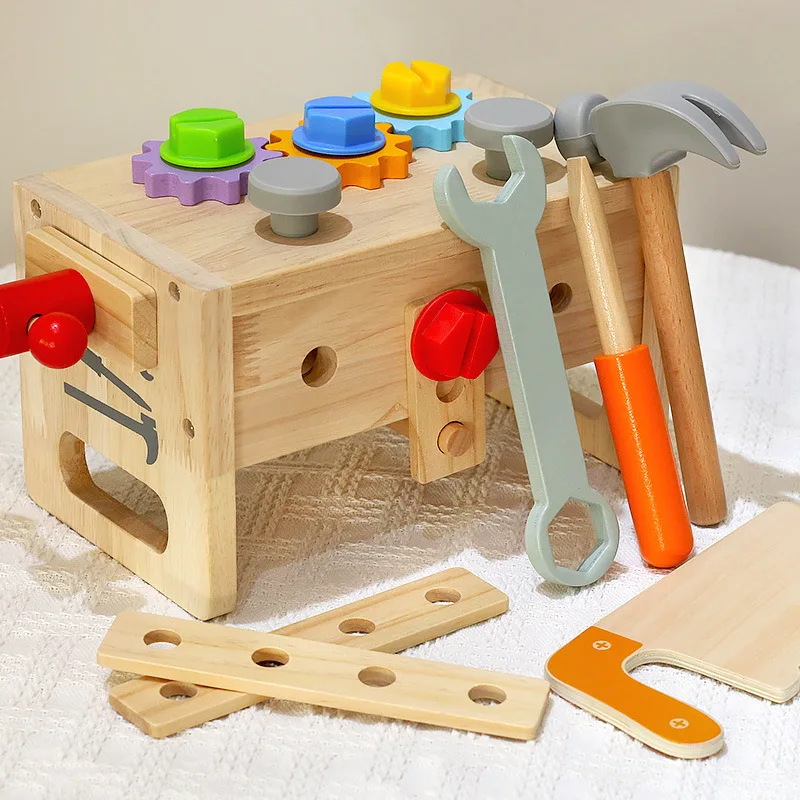 Montessori Toolbox Screws Wrenche Wooden Tools Disassembly Assembly Toys Exercise Baby\'s Fingers Flexibility Early Education Toy