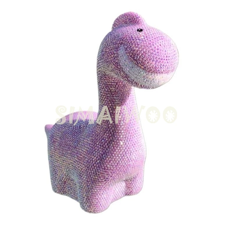 DIY Diamond Rhinestone Pink Dinosaur Statue Blinged Animal Coin Storage Home Decorative Handmade Mosaic Christmas Birthday Gift