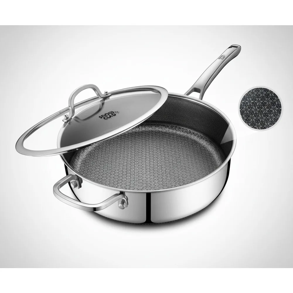 

Nonstick Frying Pan with Lid, 12 Inch Deep Saute, PFOA Free, Dishwasher & Oven Safe for All Cooktops