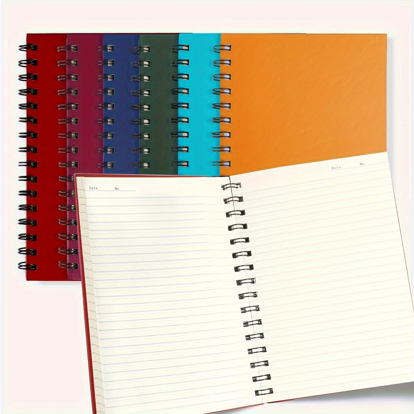 قطعة واحدة من دفتر الملاحظات الحلزوني ذو الغلاف الصلب، المجلات الحلزونية، مسطرة الكلية، ورق سميك 100 جرام لكل متر مربع، ألوان متنوعة من نغمة الجوهرة، 100 صفحة
