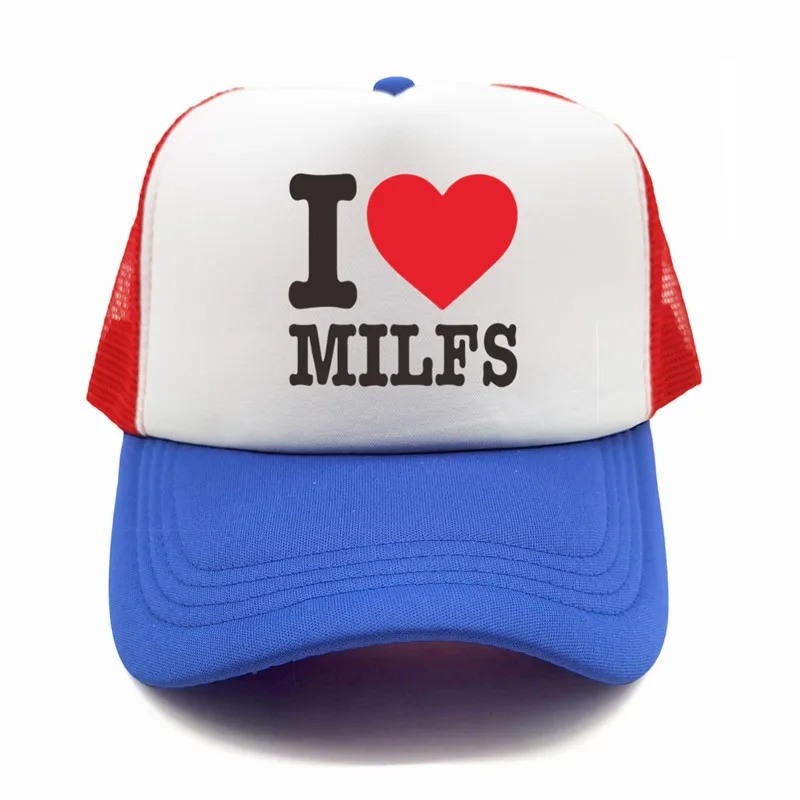 I Love Milfs Baseballl Cap Summer Men Funny MILF Hats Cool Unisex Outdoor Mesh Net Trucker Caps