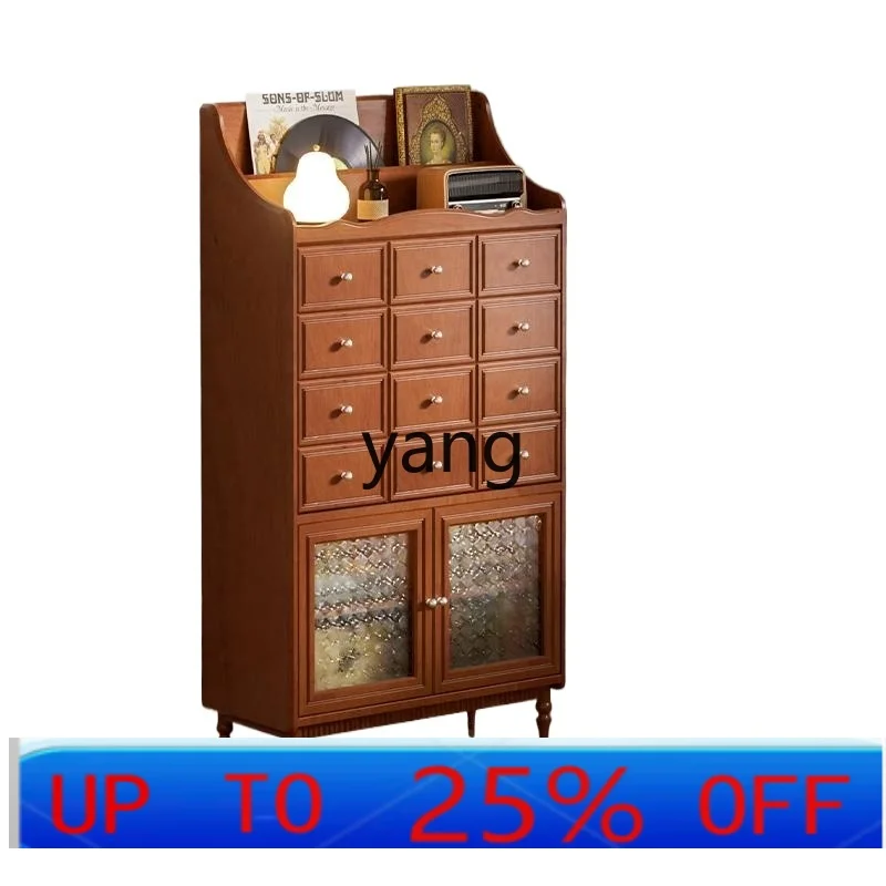 

LH retro solid wood chest, living room against the wall storage locker, household bedroom bedside cabinet