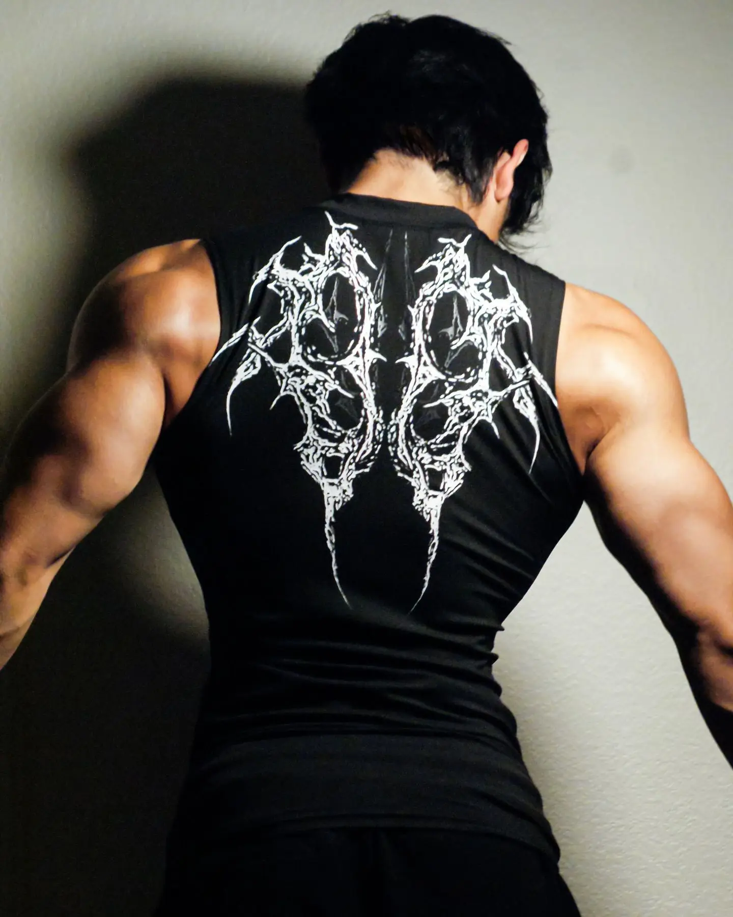 Vitality Muscle Fitness Sleeveless Vest With Avant-garde Punk Rock GYM Contrasting Gothic Bodybuilding Sleeveless T-shirt