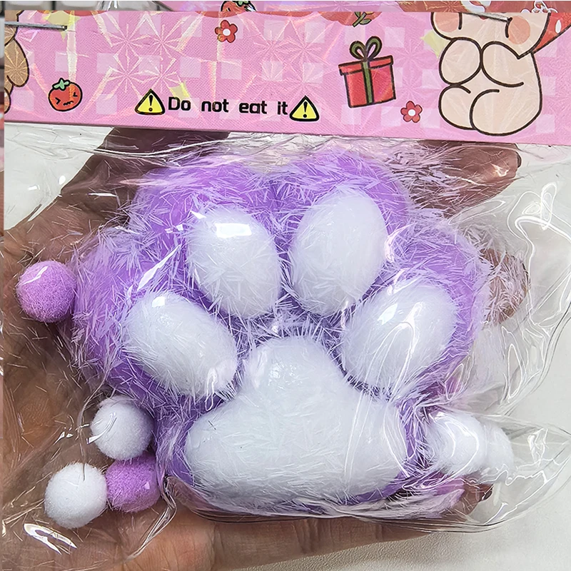 Squeeze Katzenpfote mit Fell Stressabbau Squishy Fidget Toy Mini Kawaii Plüsch Silikon Klebrig Dekomprimieren Kneifen Katzenfuß – Detail 3