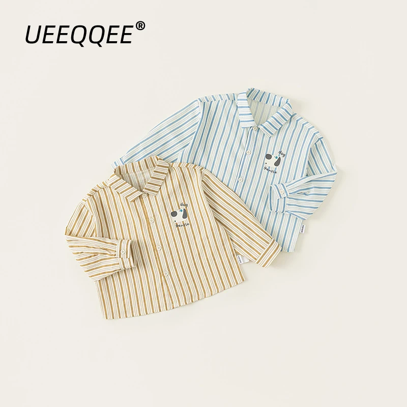 

Spring Autumn Children Shirts 1-10Y Boys Cotton Striped Print Long Sleeve Casual Tops Korean Toddler Wear For Kids Clothing New