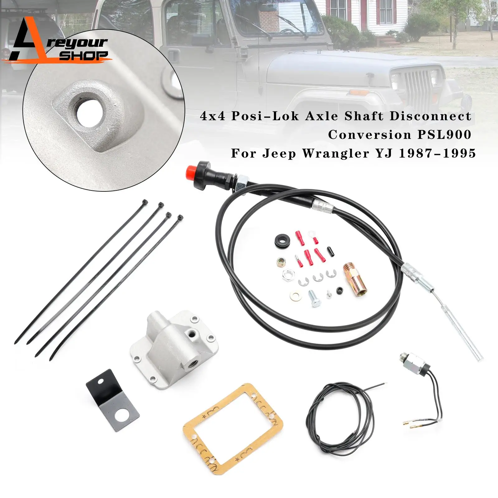 4x4 Posi-Lok Axle Shaft Disconnect Conversion PSL900 for Jeep Wrangler YJ 87-95