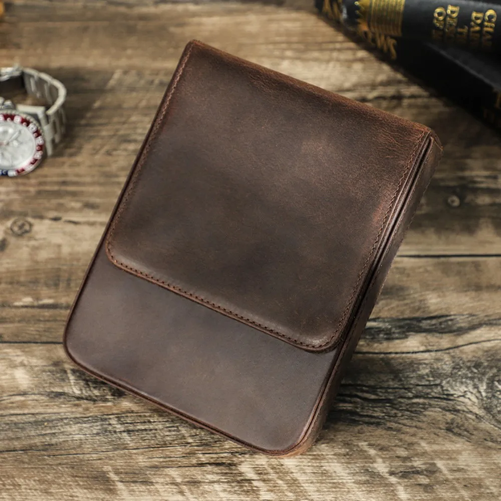 Luxury Cowhide Leather 6Slots Specification Fountain Pen Tray Holder Pencil Case Office School Supplies Pouch Protective Cover