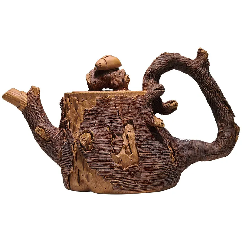 Famous Purple Clay Teapot Pure Handmade Raw Ore Imitation Stump Teapot Live Tea Set Home