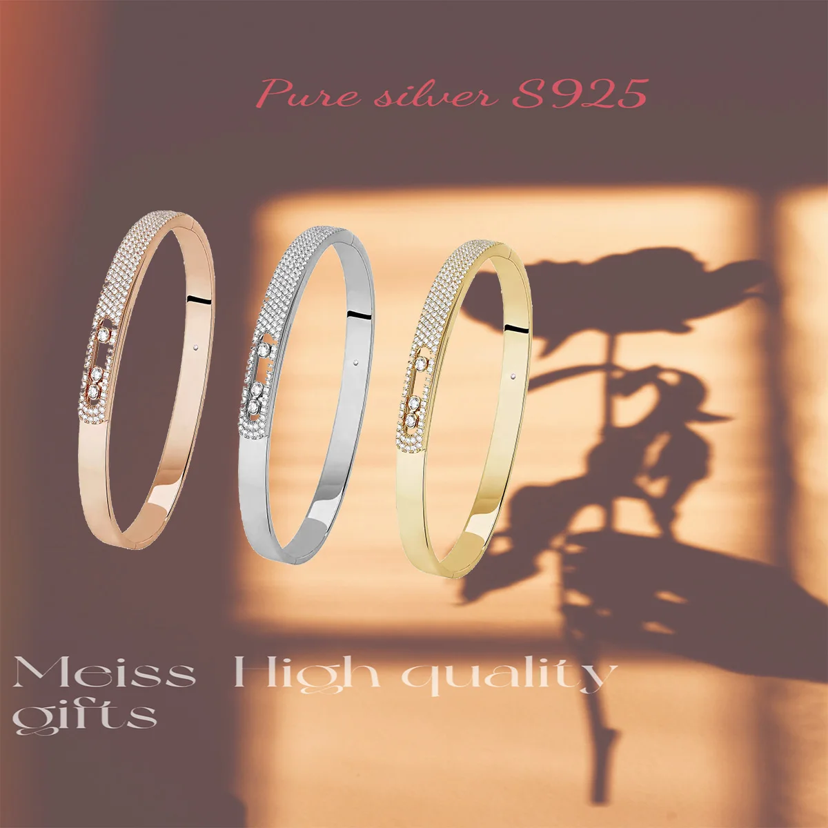 

Pure silver s925 bracelet Retro classic high-end personalized diamond studded bracelet with ladies' temperament style