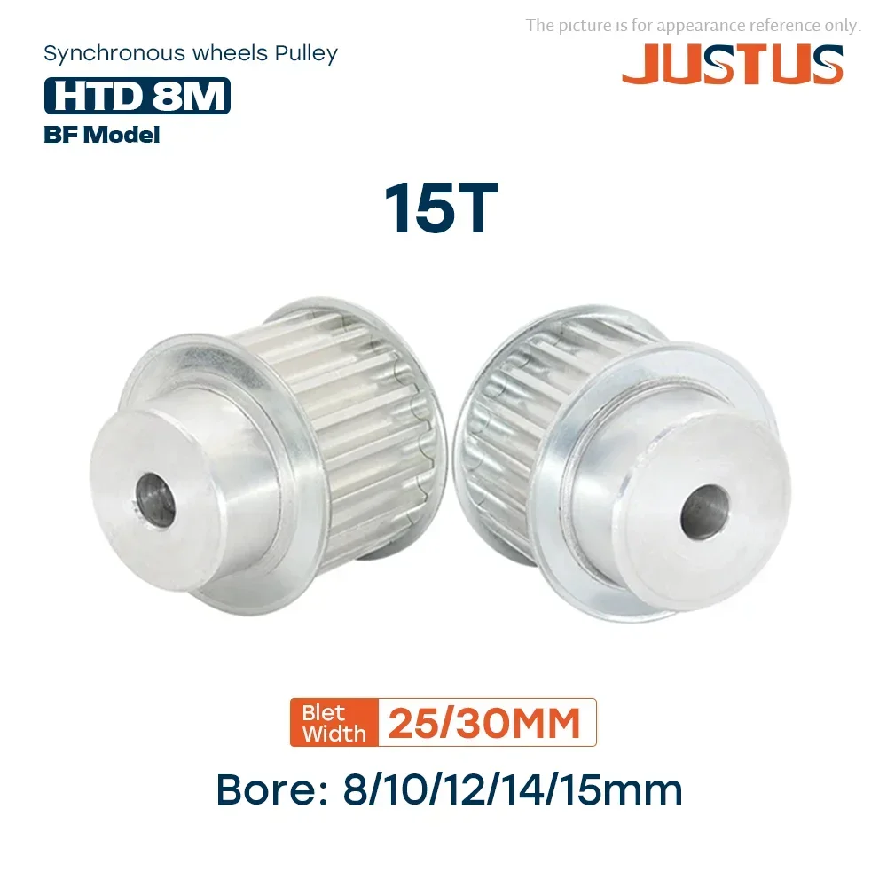 HTD 8M 15T Synchronous Pulley Bore 8-15mm Teeth Pitch 8 mm Slot Width 27/32 mm For 25/30 mm 8M Timing Belt