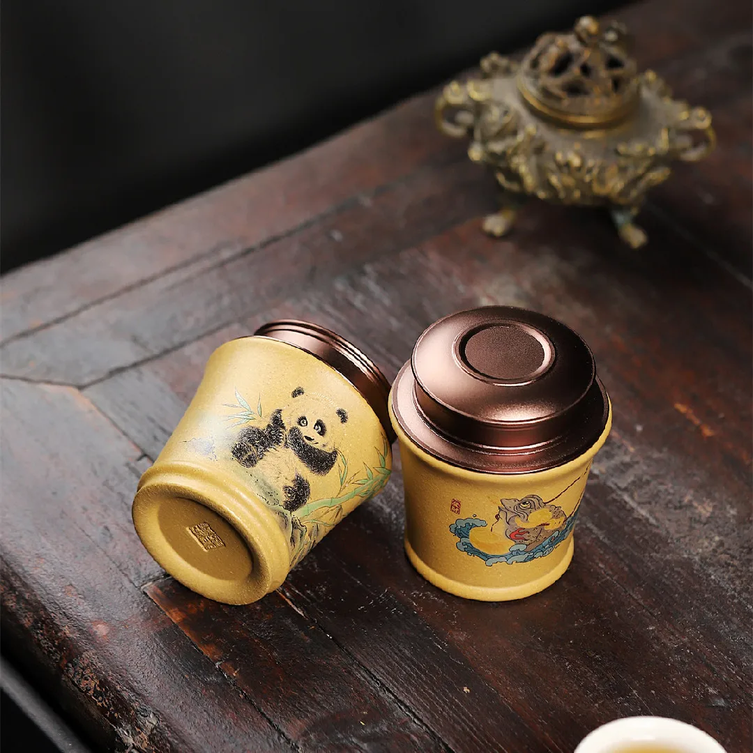 High Quality Yixing Purple Clay Pot Ore Beige Ingenious Hand-Made Small Capacity Sand Tea Caddy