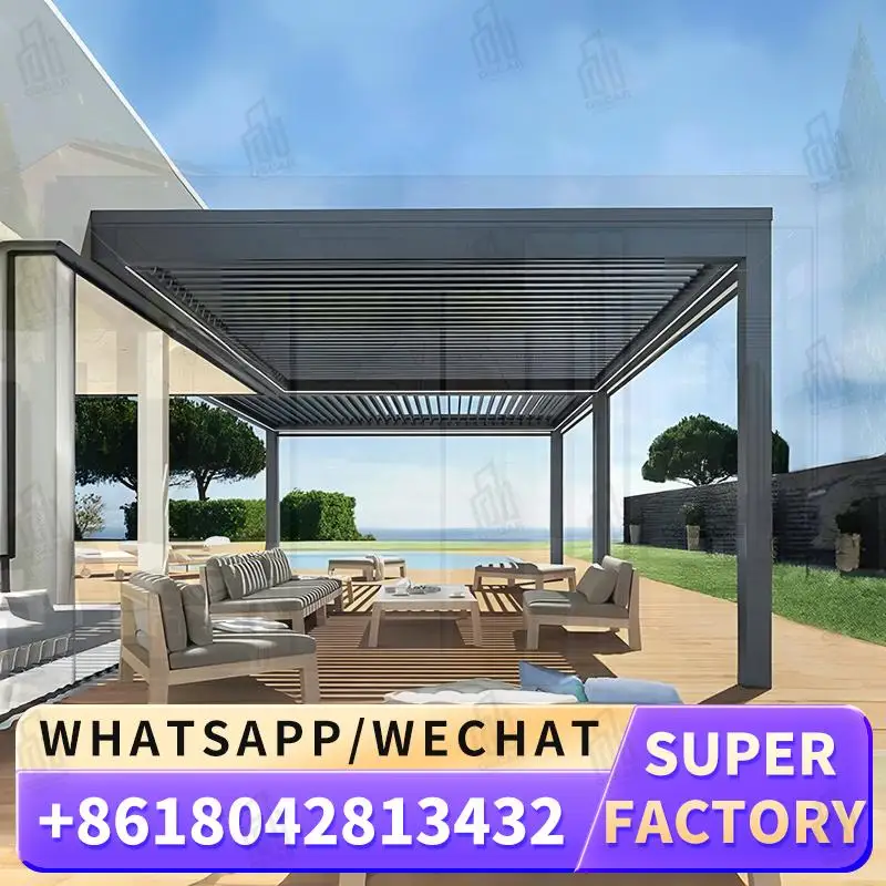 أطقم عريشة ذات سقف هوائي بمحرك يمكنك صنعها بنفسك مع ستارة تهوية قابلة للتعديل وتصميم قابل للتخصيص للفناء والفناء الخلفي والحديقة Lo #3