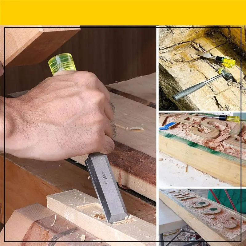AB11-4Pcs Wood Chisel Set For Woodworking, CR-V Steel Beveled Edge Blade, PVC High Impact Handle Wood Chisel